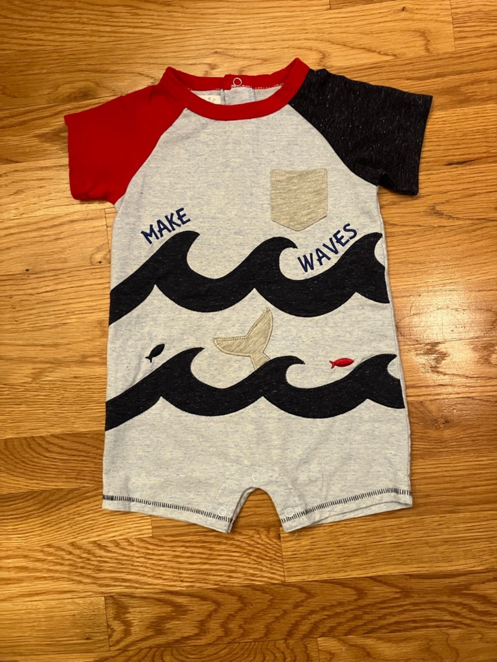 MudPie 12-18 month baby/toddler Short-Sleeve One-Piece - Red, Navy, Gray